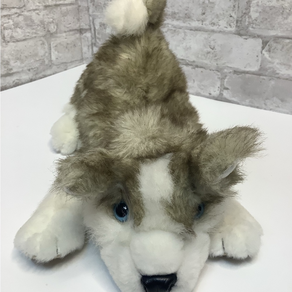 Folkmanis Wolf Hand Puppet Husky Blue Eyes Full body Realistic Brown White Rare